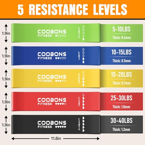 Resistance Bands for Working Out, Exercise Bands Resistance Bands Set with 5 Resistance Levels, Latex Loop Bands for Women Men, Workout Bands for Legs, Glutes, Strength Training, Yoga, Home Gym - color: 10-40LBS Assorted
