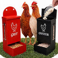 Premium Metal2 Packs Oyster Shell Feeder for Chicken with Lid Viewing Window Dual grit Feeder Grit Oyster rain Cover Duck Feeder Chicken Coop Accessories Improve Eggshell Quality and Hen Health