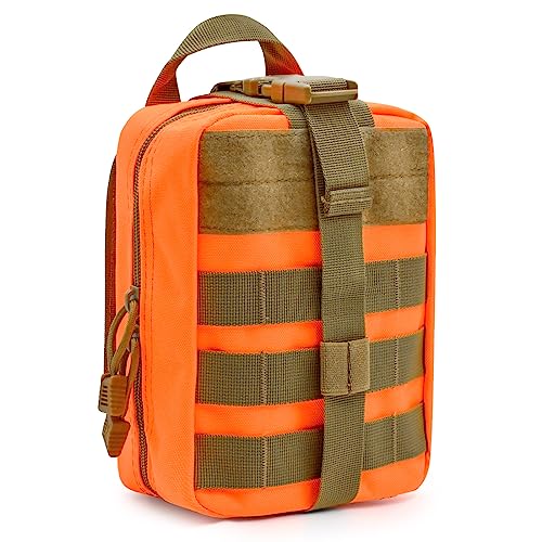 2-Pack First Aid Pouch 1000D Nylon Tactical Molle Medical Pouch Utility Pouch for Outdoor Activities Medical Supplies Bag Only - color: Orange