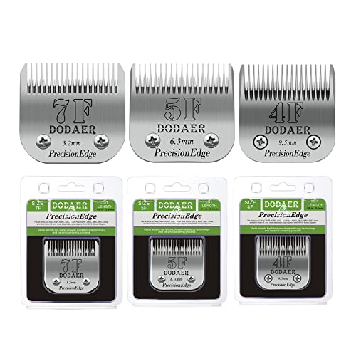 7F/5F/4F Dog Grooming Blades Set,Compatible with Andis,Oster A5,Wahl KM10 | Include 7F/5F/4F Detachable blade ,3 Count,Made of Stainless Steel - size: 7F+5F+4F