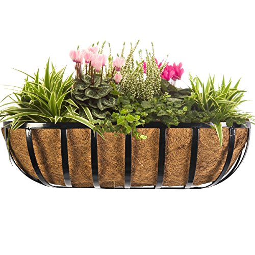 2pcs Trough Planter Basket Liners Coco Liner 24 inch, Thick Coconut Coir Liner Coco Fiber Liners Replacement for Wall Planter Window Box, Garden Fence Baskets Railing Planter In/Outdoors (24inch-2pcs) - color: 24inch-2pcs