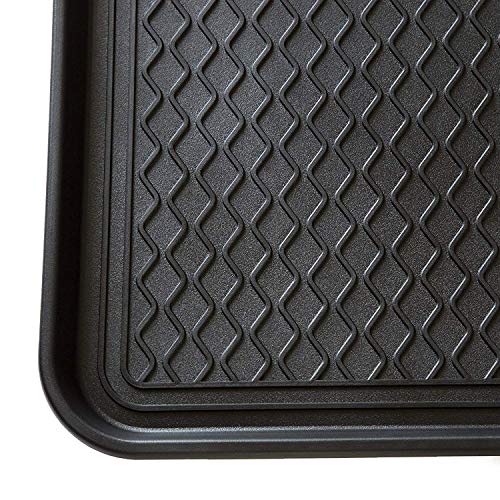2 Pack Large Multifunctional Tray Mat Washable Indoor or Outdoor Tray Mat for Shoes Boots Plants Pots Paint Tins Pet Bowls Car Storage, 30 x 15 x 1.2 Inches - color: Black