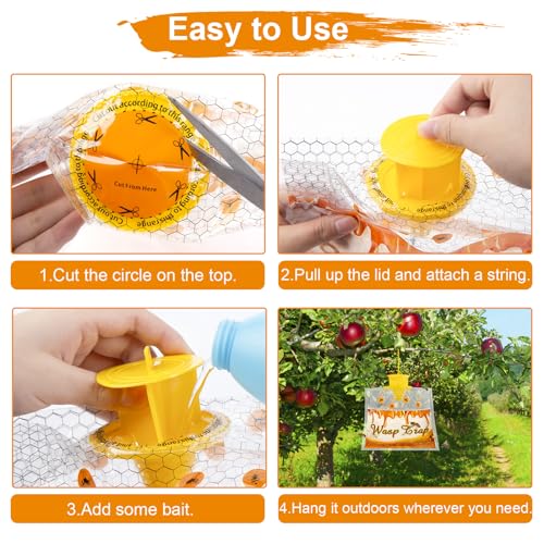 6 Pack Disposable Wasp Traps Outdoor Hanging Bags | Weatherproof Carpenter Bee Traps for Outside, Hornet & Yellow Jacket Trap, Wasp Catcher for Patio Garden Yard - size: 6 Pack