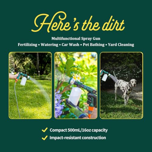 VENETIO 8-Dial Lawn & Garden Sprayer with Quick Connect - 16oz Liquid Fertilizer Dispenser for Uniform Watering & Feeding Plants, Hose Nozzle Spray Gun with Soap Bottle for Dog Washing, Car Cleaning - style: Lawn & Garden Feeder Pro (16 oz)