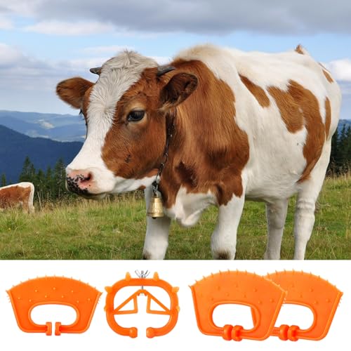 Teenyyou 20 Pcs Cow Nose Ring Plastic Orange Farm Livestock Weaning Nose Rings Cattle Halter Durable Farm Equipment Weaner Tool Cattle Supplies for Calves Calf Cow