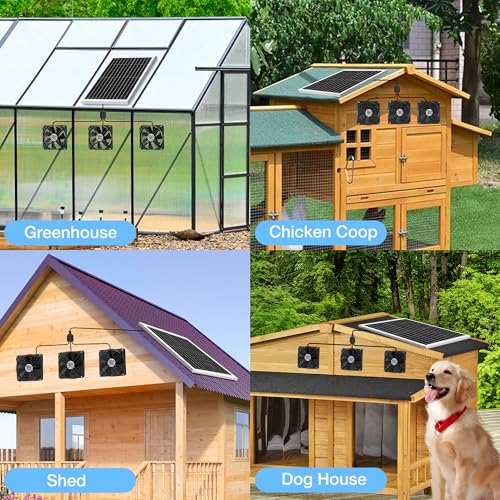 Fanspex 5.5" Solar 3 Fan Kit Waterproofed for Chicken Coop & Greenhouse | High Velocity Solar Powered Fans for Outdoor Shed Intake or Exhaust Air - size: 5.5" 3 Fan Kit