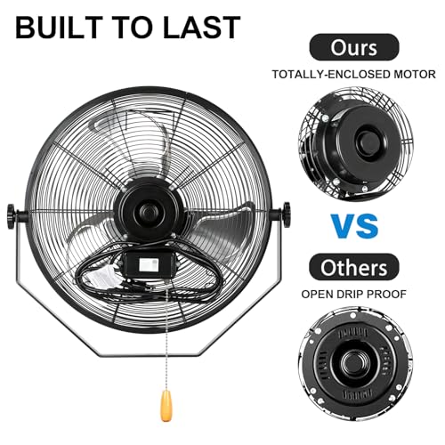 18" Industrial Wall Mount Fan, 4300 CFM 3-Speed High Velocity Wall Fan with Full-enclosed Motor, Heavy Duty Metal Barn Fans for Commercial, Warehouse, Workshop and Garage, 2-Pack - size: 18 in. 2 Pack