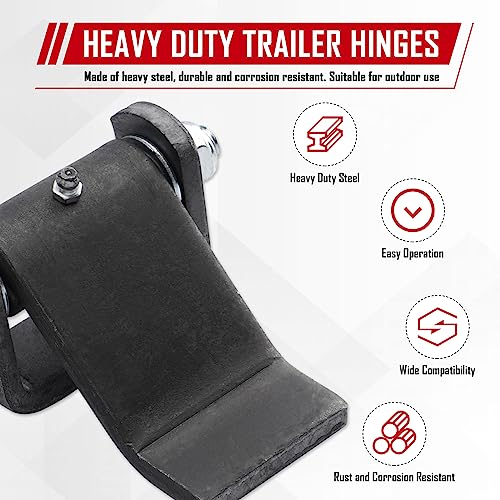 Greaseable Weld-On Trailer Hinges 8Pcs Strap Style Short Leaf Gate Hinges | for Dump Trailers, Trucks & Tailgates, Corrosion-Resistant Steel - size: Pack of 8