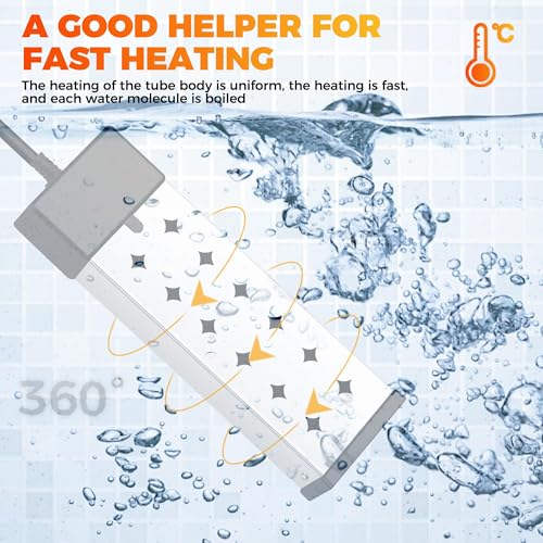 Immersion Water Heater Electric, Fast Heating Portable Water Heater with 304 Stainless Steel, Anti Dry Burn Protection and Adjustable Thermostat, Fast Heating for Bathtubs, Buckets, 120V