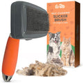 Self-Cleaning Slicker Brush for Dogs & Cats, Deshedding & Dematting | Retractable Bristles, Undercoat Tool for Long Haired Dogs, Non-Slip Handle, Detangler Comb for Mats & Shedding Fur - style: Slicker Dematting Comb