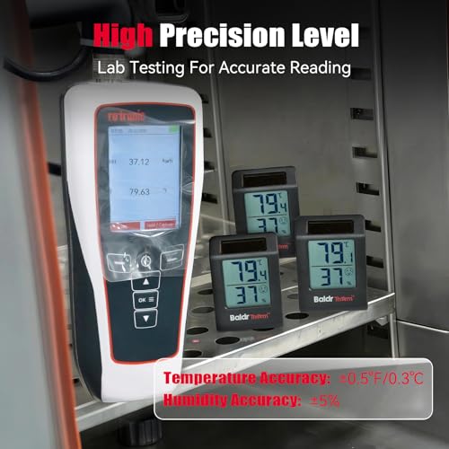 BaldrTherm Digital Thermometer and Humidity Meter, Solar-Powered 2.2" Indoor Temperature Sensor Humidity Monitor, Humidity Gauge for Baby Rooms, Bedrooms, Home, Office, and Wine Cellars, Black, 3Pack - color: Black 3pack