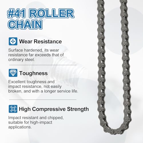 DTGN ANSI#41/ISO 085-1 Roller Chain 20Feet 12.7mm Pitch, Manganese Steel Operator Chains with 2 Connecting Links Pitch for Sliding Gate Mini Bikes Scooters Bike, 480 Links - size: 20Feet Chains with 2 Connecting Links