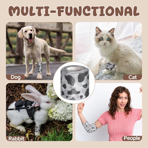 POPETPOP 6 Rolls Self Adhesive Bandage Wrap for Dogs Cats Rabbits Breathable Vet Wrap Dirt-Resistant Elastic Cloth for Paw Protection Wound Care Outdoor Activity 1.96In Rolls