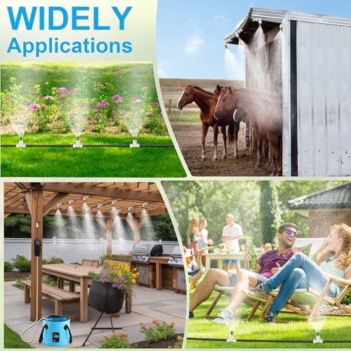 23ft Portable Misters for Outside, Outdoor Water Cooling Misters with Pump | 20L Portable Misting System With 6 Mist Nozzles for Outdoor Patios, Golf Carts, Greenhouses, Canopy, Decks, Camping, Hiking