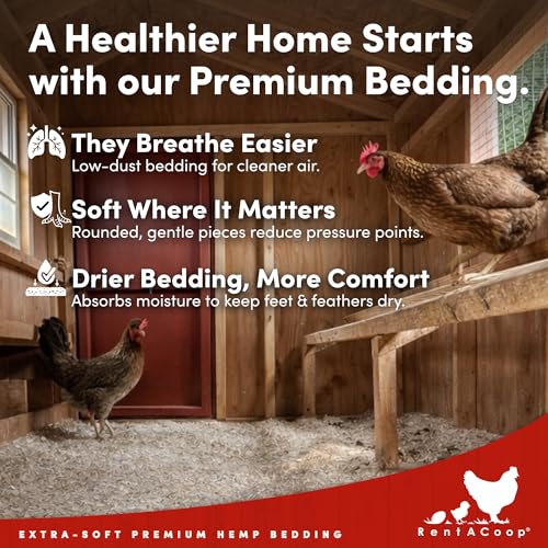 RentACoop Premium Hemp Bedding for Chickens, Rabbits, Horses - 300L (30lbs) | Super Absorbent, Low Dust, Natural Odor Control for Chicken Coops, Nest Boxes, Small Animals, Reptiles & Horses