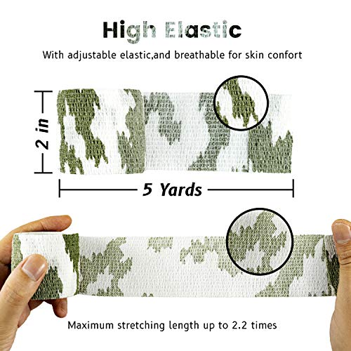FRESINIDER 9 Rolls Self Adhesive Wrap Athletic Tape Gauze, Breathable Elastic Cohesive Bandage for Sports Injury & Pet (7 Pcs 2" x 5 Yards + 2 Pcs 1" X 5 Yards) (Snow Camo) - color: Snow Camo