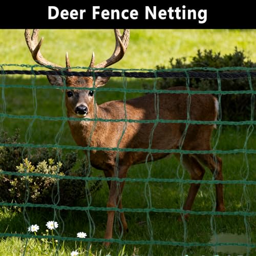 POYEE Deer Fence Netting 5x65ft Plastic Mesh Netting for Garden Protection | Temporary Fence Animal Barrier for Plants, Fruit Trees, Vegetables Against Deer, Birds, Chicken, Squirrels, Rabbits, Green - color: Green, size: 5x65ft