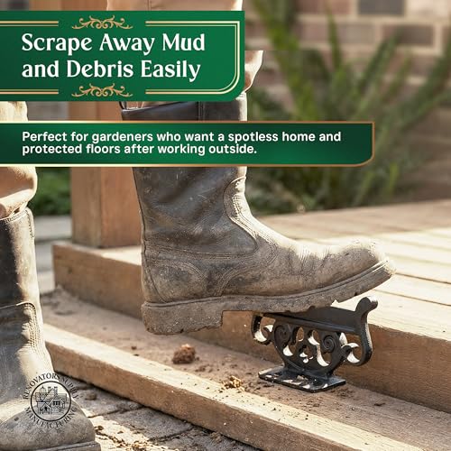 Renovators Supply 6 in Black Wrought Iron Floor Mount Boot Scraper | Durable wrought iron construction • Secure floor mounting • Removes dirt and mud from footwear