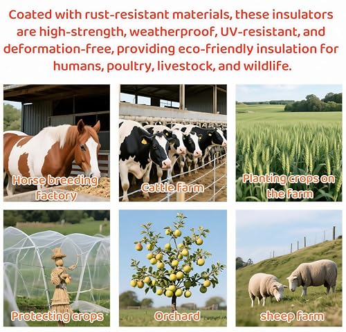 50 Pcs Black Electric Fence Insulator for Animal Husbandry Electronic | Screw-in Ring Design,1 Pcs Free Insulator Socket Tool, for Grid System Accessories Farm Livestock Wood Post Fencing