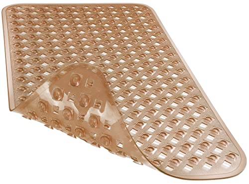 Yimobra Bathtub Mat Non Slip, Super Strong Suction Cups, 27.5"X15.5" Long Shower Mat with Drain Holes, Machine Washable Fast Draining Bath Mats, Bathroom Essentials,Clear Brown - color: Clean Brown, size: 27.5 X 15.5 Inch