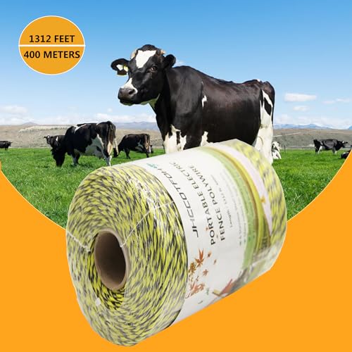Electric Fence Polywire 1312 Feet，400 Meters 6 Conductors Portable Electric-Fence Rope for Reliable Conductivity and Rust Resistance - size: 1312 Feet
