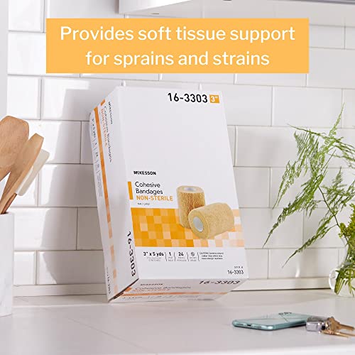 McKesson Cohesive Bandages, Non-Sterile, Latex, Tan, 3 in, 1 ct | Contains Latex, 5 yds