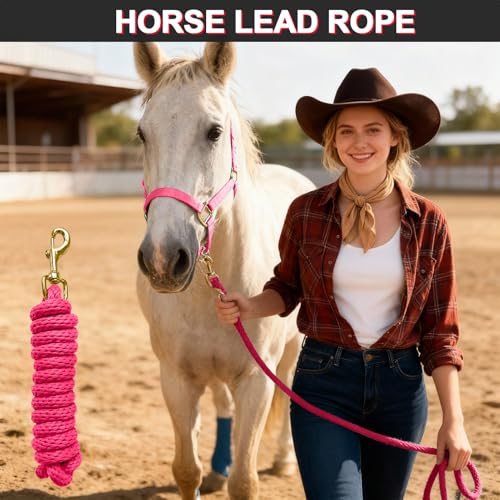 5/8" x 8' Nylon Horse Lead Rope (Peach Pink) | Durable nylon material, cast iron hardware, ideal for daily use, training and showing. - color: Peach Pink
