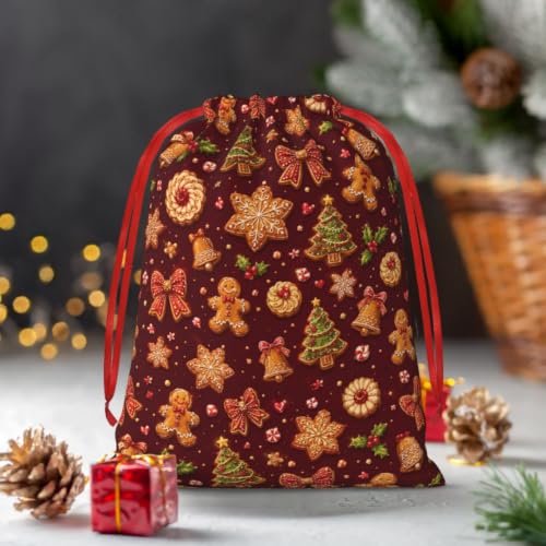 KzgtY Christmas Cookie 2PCS Gift Bags with Drawstring, 16 x 12 Inch Reusable Present Sacks for Christmas,Brithday, Holidays,Parties & Gift Packaging - color: Christmas Cookie