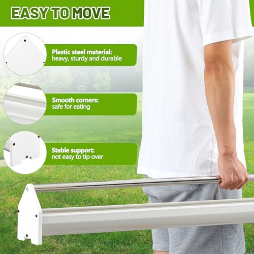 Reallnaive 2 Pack 47 in Plastic Chicken Feeder Trough, Stainless Steel Bars | Rust-resistant Plastic Body, Stainless Steel Anti-roost Bars, Easy to Clean, for Chickens, Ducks, Geese, Pigeons & Goats