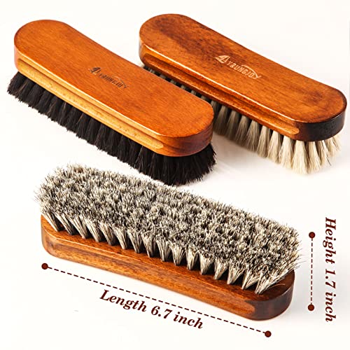 3 Pcs Horsehair Shoe Brush Kit Polishing Daubers Applicators Leather Care Brushes Shine Cleaning Brush(Shoe Brush Set C) - style: Shoe Brush Set C