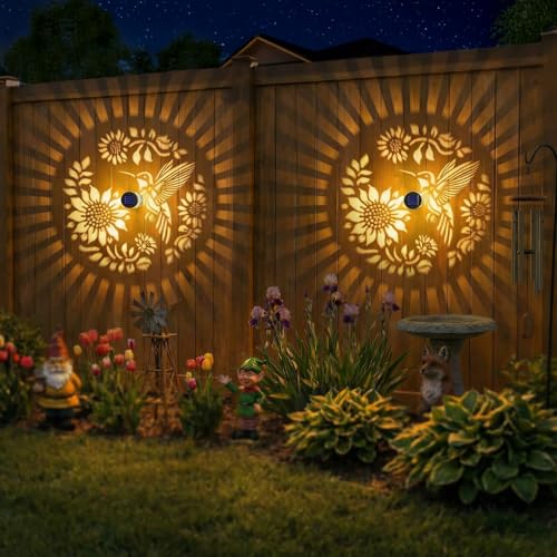 Gardsee Solar Fence Lights Outdoor 2 Pack Deck Step Wall Lights Butterfly Metal Waterproof LED Warm Yellow Light for Garden Post Patio Backyard Yard Decor (Black 2) - style: black 2
