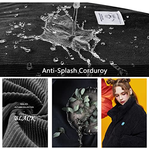 KALIDI Corduroy Tote Bag, Large Slouchy Hobo Messenger Crossbody Bag | Anti Splash Zipper Side Pockets Shoulder Bag Adjustable Strap Lightweight Casual Work Shopping Women - color: Black