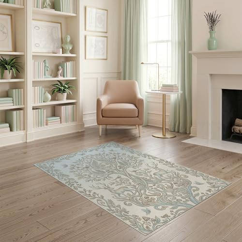 4'x6' Washable Bohemian Deer Accent Rug, Cream Non-Shedding Small Carpet Pet Friendly & Non-Slip for Playroom, Bedroom, Reading Nook | Ref:1969514 - color: Beige/Pattern 22, size: 4' x 6' (Rectangular)
