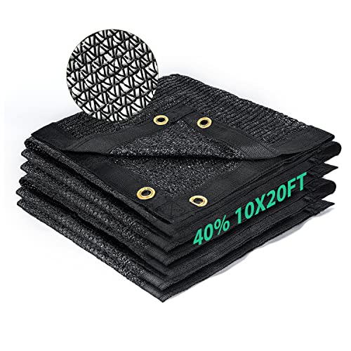 Kesfitt 40% Shade Cloth 10x20 ft, Breathable HDPE Mesh Sun Shade Tarp for Garden & Greenhouse, UV Resistant Outdoor Shade Fabric with Copper Grommets for Plants, Patio, Yard - size: 10ftx20ft, style: 40% Shading Rate