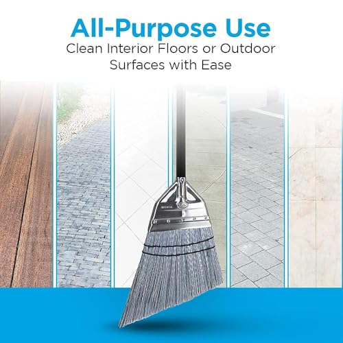 Fuller Brush Angle Broom – Heavy Duty Broom with Split End Bristles, Steel Handle, Indoor/Outdoor Floor Sweeper for Home, Garage, Patio
