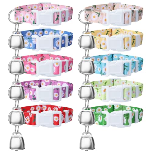 10 Pack Floral Goat Collars Adjustable Grazing Collar with Copper Bells | Anti-Lost Loud Bronze Bell for Farm Animals Sheep Cows Goats Accessories - color: 10 Pack