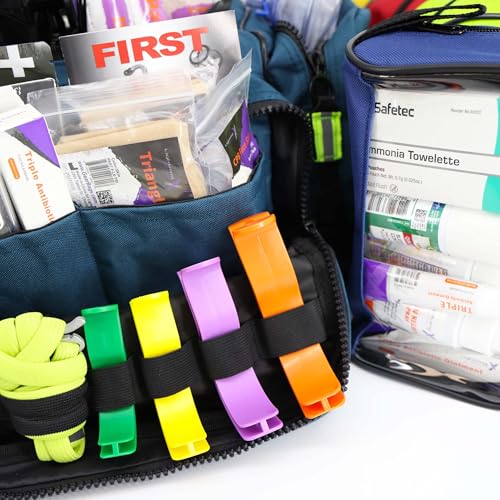 Lightning X Stocked X-Large Modular EMT Medic Trauma Bag w/Emergency Medical Fill Kit Supplies - Blue - color: Blue