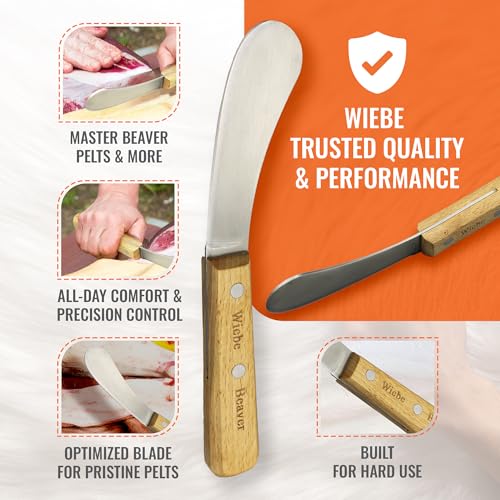 Beaver Knife: Professional Skinning & Fleshing Tool, Curved High-Carbon Steel Blade, Sure-Grip Ergonomic Handle for Beaver, Muskrat, Furbearers
