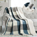 PU MEI Sherpa Fleece Throw Blanket 60" x 80" Reversible Plush Fluffy Large Big Blanket Lattice Flannel Blankets for Sofa Couch Bed (Grey-Soft Blue, 60"*80") - color: Grey-blue, size: 60"*80"