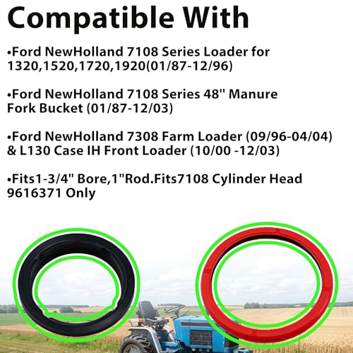 9600671 Bucket Hydraulic Seal for Ford New Holl-and 7108 7308 Case IH L130 | 9616371,48 Manure Fork Bucket,Restores loader power,Stops leaks