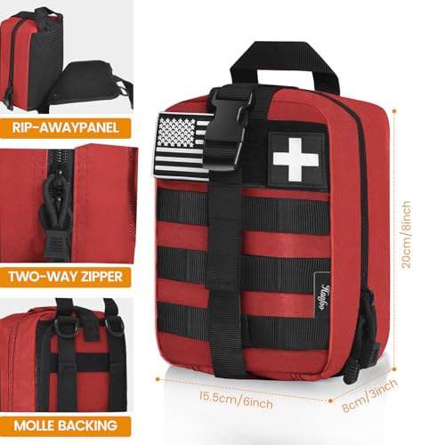 Medical Molle Pouch Tactical - 1000D Nylon First Aid Pouch, Big Capacity EMT Pouch Utility, Heavy Duty Military Grade Rip-Away Ifak Pouch for Home and Outdoor Activities（Bag Only - color: Red