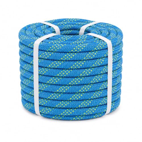 RIOOP Double Braid Polyester Rope, 1/2 in x 100 ft Heavy Duty Bull Rope | 48 Strands, 5290lbs Breaking Strength, for Tree Work, Camping, Hiking, Swing, Sailing and Indoor Outdoor Use, Blue - size: 1/2in x 100ft, style: Blue