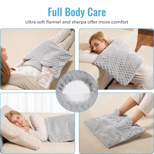 Electric Heated Foot Warmer Soft Flannel Foot Heater with 2h Auto Off & 3 Heat Levels Full Body Use Heating Pad for Feet, Abdomen, Cramps, Pain Relief Pocket Design 16" x 22" Light Grey - color: Dark Grey