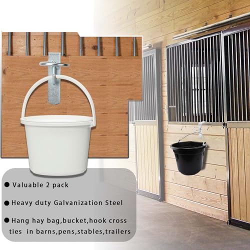 2 Pcs Water Bucket Hook Heavy Duty Portable Equestrian Bucket Hooks Hangers for Horse Livestock,Hang on Stall Walls or Doors