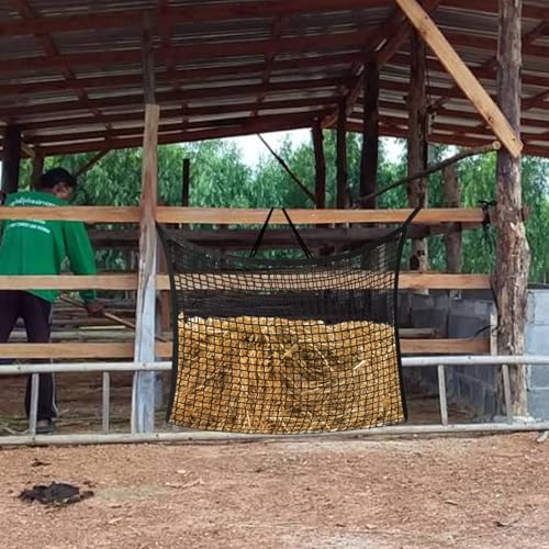 2.6x2.6 Ft Round Bale Hay Net for Horses & Goats, 1.2" Holes Slow Feeder Hay Nets with Hay Net Repair Tool - size: 2.6*2.6 FT