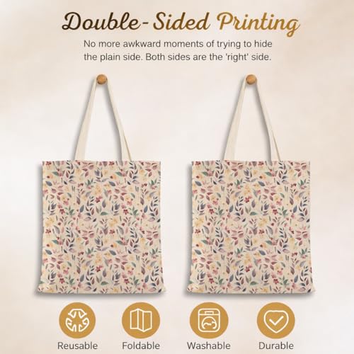 Vintage Floral Canvas Tote Bag, Aesthetic Botanical Reusable Grocery Bags for Women, Elegant Floral Lover Gift Tote - color: Color26