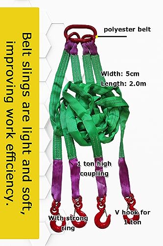 Four Leg Bridle Web Sling 6.5ft 6610lb Web Slings Belt Type with Hook 2.0 m 3000 kg Light Weight and Flexible Capacity Steel Sling[4leg 3.0t] - size: 4leg-3t