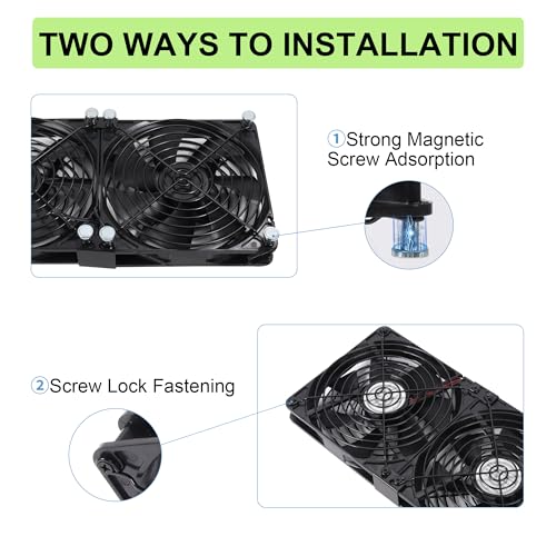 3x140mm 420mm Ventilation Fans with Magnetic Screws Kits & Speed Controller | Powerful Magnetic Installation Ventilation Fan with Multi-Configurations for Cabinets, Servers, Mining Rigs & Chicken Coops