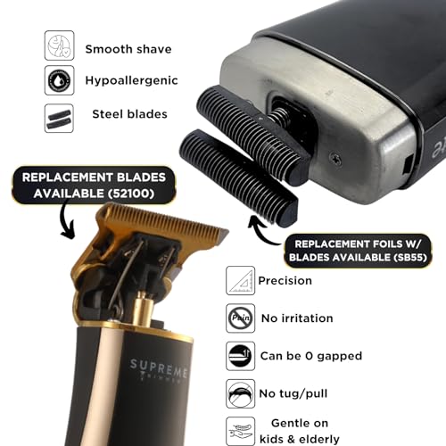 Supreme Trimmer 2-in-1 Crunch Lite Foil Shaver & T-Shaper Trimmer | ST5210 Beard Trimmer & STF600 Electric Razor | Travel Hair Trimmer Set | Black & Gold - style: Crunch Lite & Gold T-Shaper