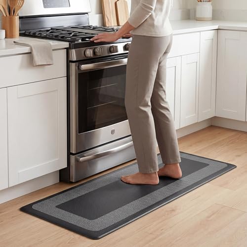 Chef Gear Hettie Anti Fatigue Cushioned Kitchen Mat 18"x60" Black - color: Black, size: 60"L x 18"W x 0.3"Th